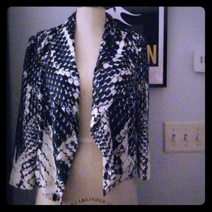 INC blue and white python print blazer
